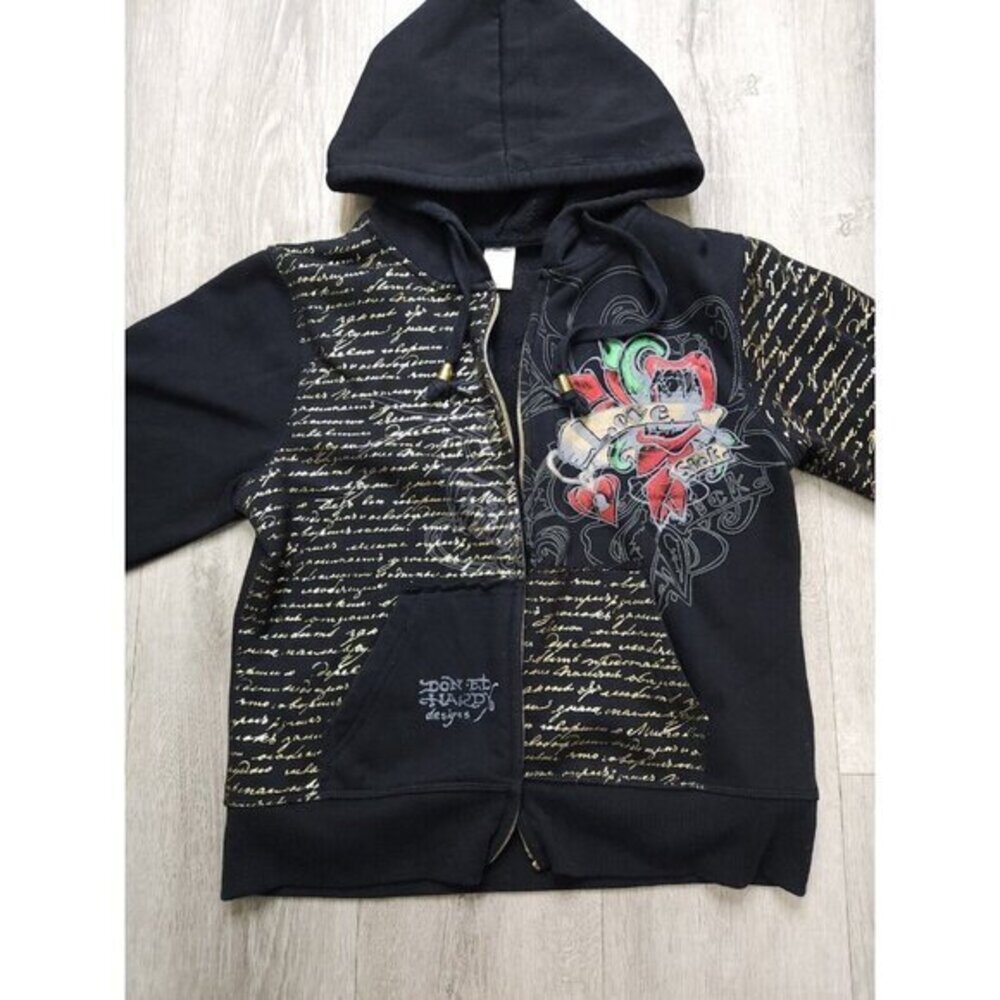 Vintage Ed Hardy Christian Audigier Y2K Studded Zip‎ Hoodie Jacket Womens S/M ?? - Picture 8 of 11